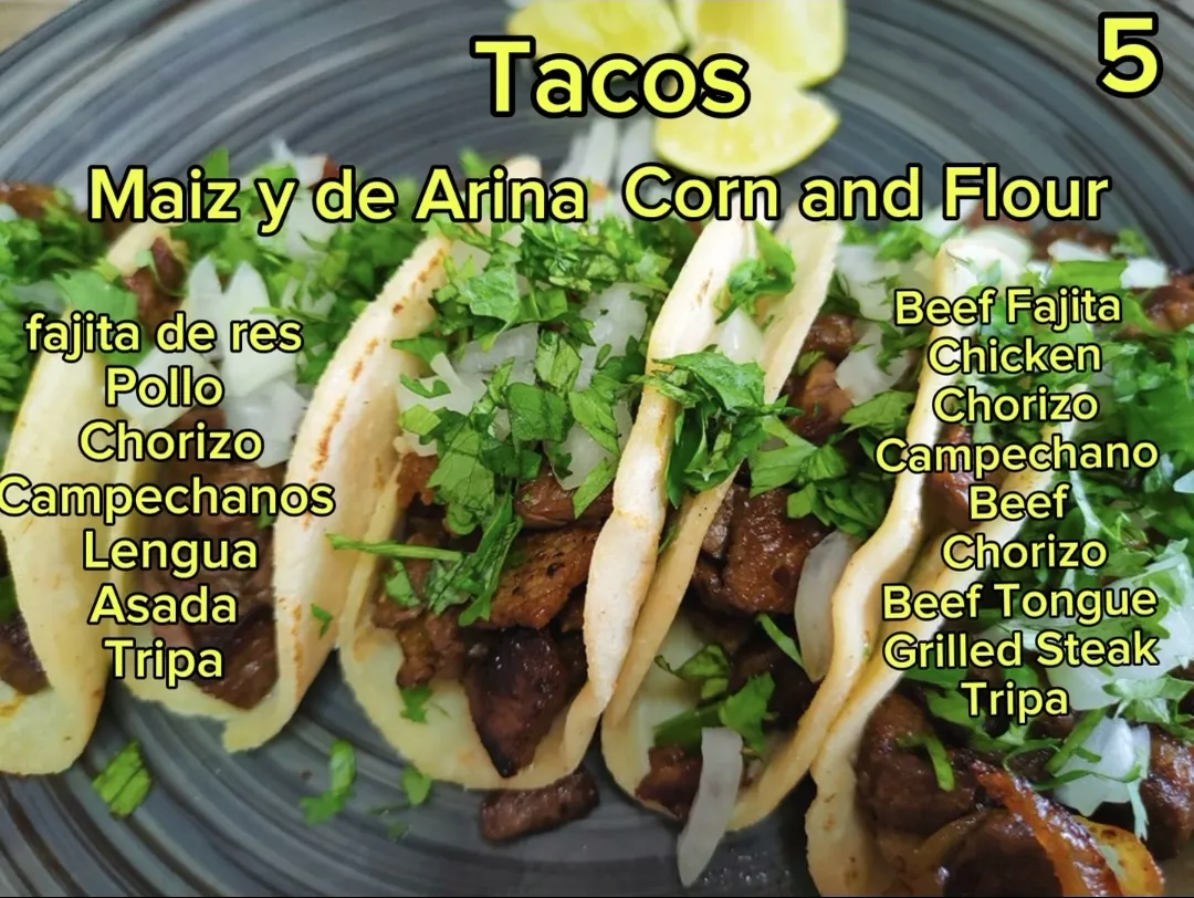 Tacos de maíz y de harina / Corn and flour tacos