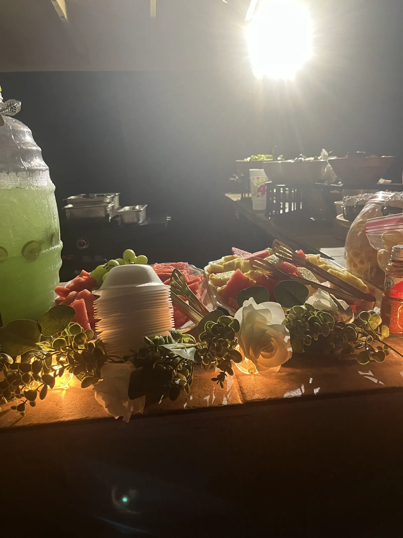 Antojitos Anthony's prepared food and toppings at a catering event